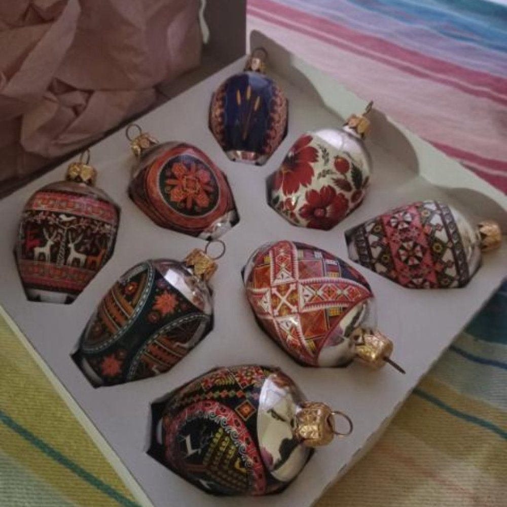 Authentic Ukrainian Egg-Ornaments Set of Eight